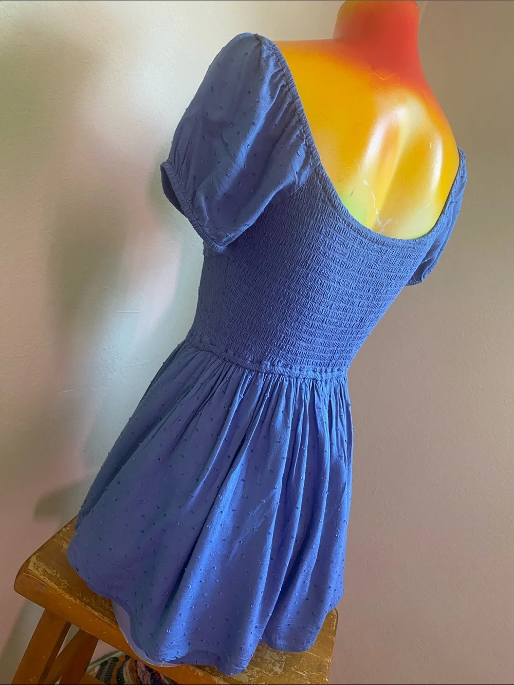 Hollister Romantic Blue Puff-Sleeve Tunic Romper Dress - Picture 5 of 11